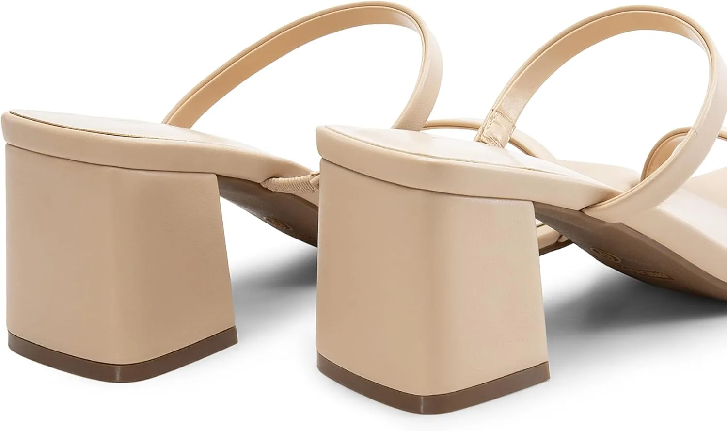 DREAM PAIRS Sandal Heels for Women Low Square Open Toe Block Chunky Heels Slip On Slides Mules for Party Homecoming Daily
