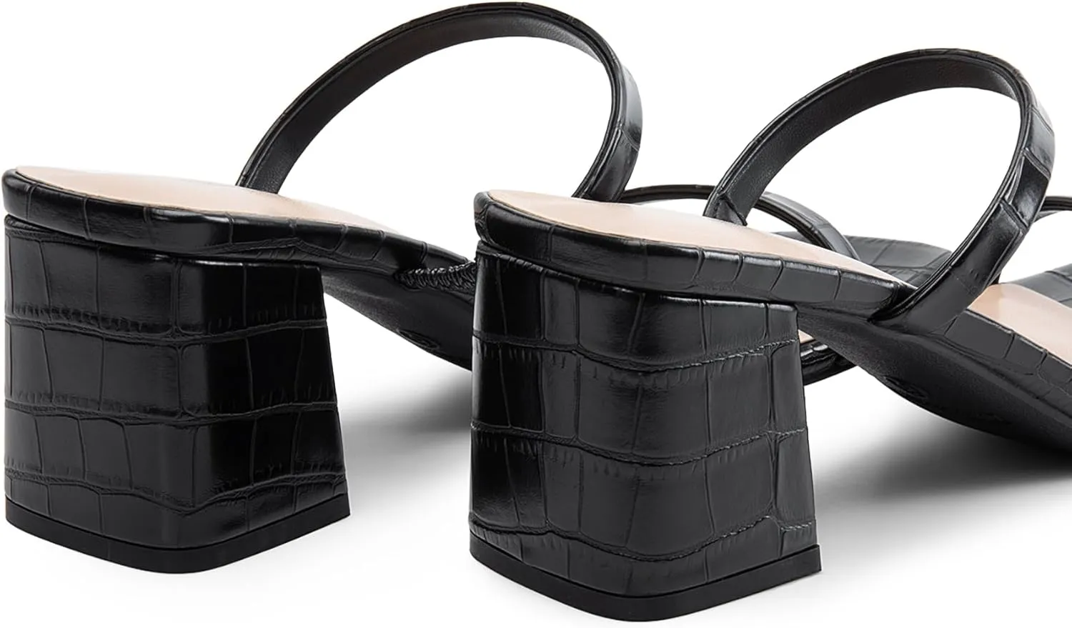 DREAM PAIRS Sandal Heels for Women Low Square Open Toe Block Chunky Heels Slip On Slides Mules for Party Homecoming Daily