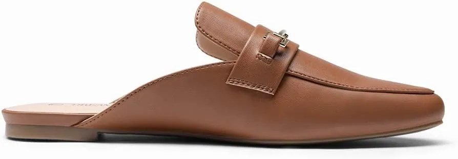 DREAM PAIRS Women's Flat Mules Buckle Pointed Toe Backless Slip on Slides Loafer Shoes