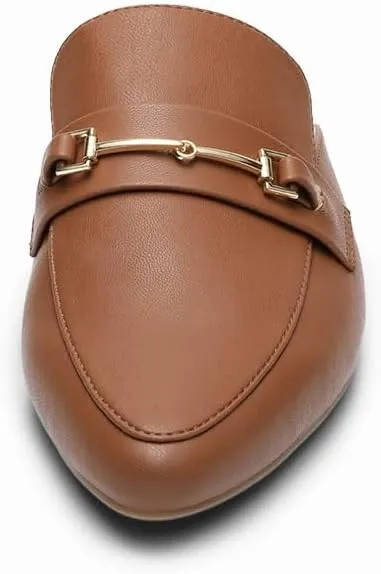 DREAM PAIRS Women's Flat Mules Buckle Pointed Toe Backless Slip on Slides Loafer Shoes
