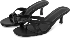 Dsevht Gold Kitten Heel Sandals for Women Flip Flop Strappy Mule heels Rounded Open Toe Heeled Thong Sandals Women