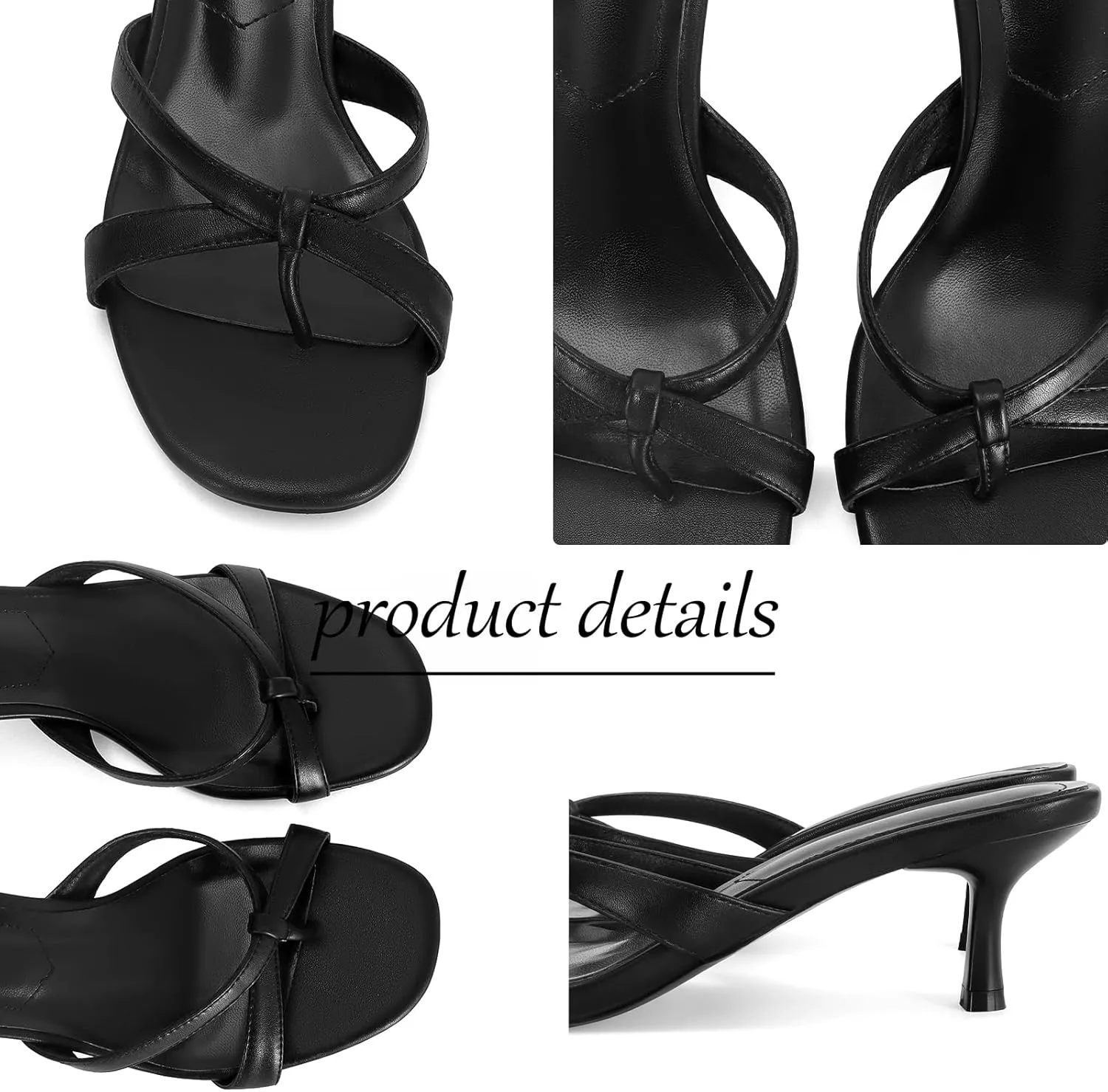 Dsevht Gold Kitten Heel Sandals for Women Flip Flop Strappy Mule heels Rounded Open Toe Heeled Thong Sandals Women