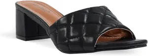 ELLEN TRACY Women's Sandals, Slip on, Holly Block Quilted Heel Mules, Open Toe Design Heeled