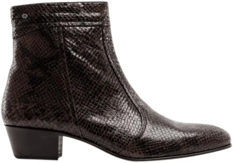 EMMANUEL Mens Premium Handcrafted Luxury 100% Real Exotic Leather Cuban Heel Smart Formal Dress Boots Made In Spain