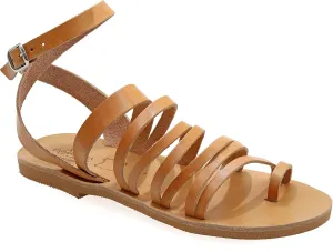 Emmanuela Ancient Greek Sandals, Quality Handmade Leather Toe Ring Flat Sandals, Adjustable Buckle Strappy Sandals, Ankle Strap Summer Shoes, Boho Chic Cuff Sandals