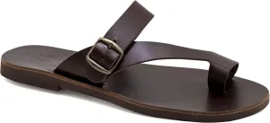 Emmanuela Greek Leather Ring Toe Sandals for Men, Quality Handmade Men's Sandals with adjustable Buckle Strap, Mens Strappy Summer Shoes