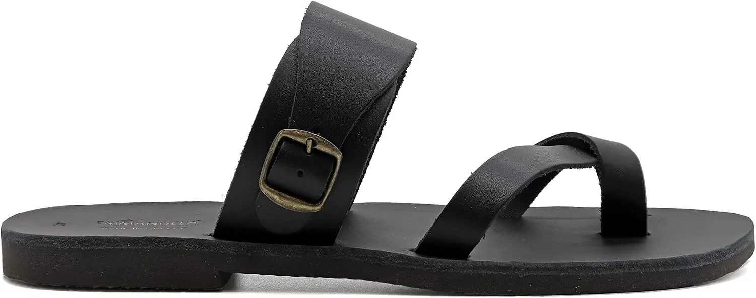 Emmanuela Greek Leather Split Toe Sandals for Men, Quality Handmade Men's Sandals with adjustable Buckle Strap, Mens Strappy Summer Shoes