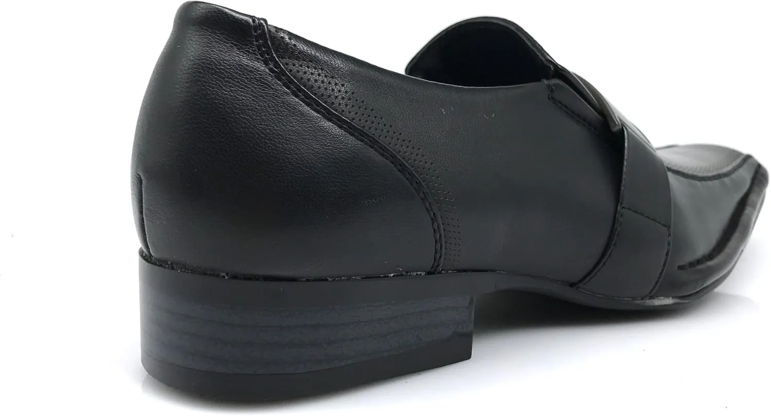 Enzo Romeo Stone Men's Dress Loafers Elastic Slip on with Buckle Fashion Shoes Runs Half Size Big