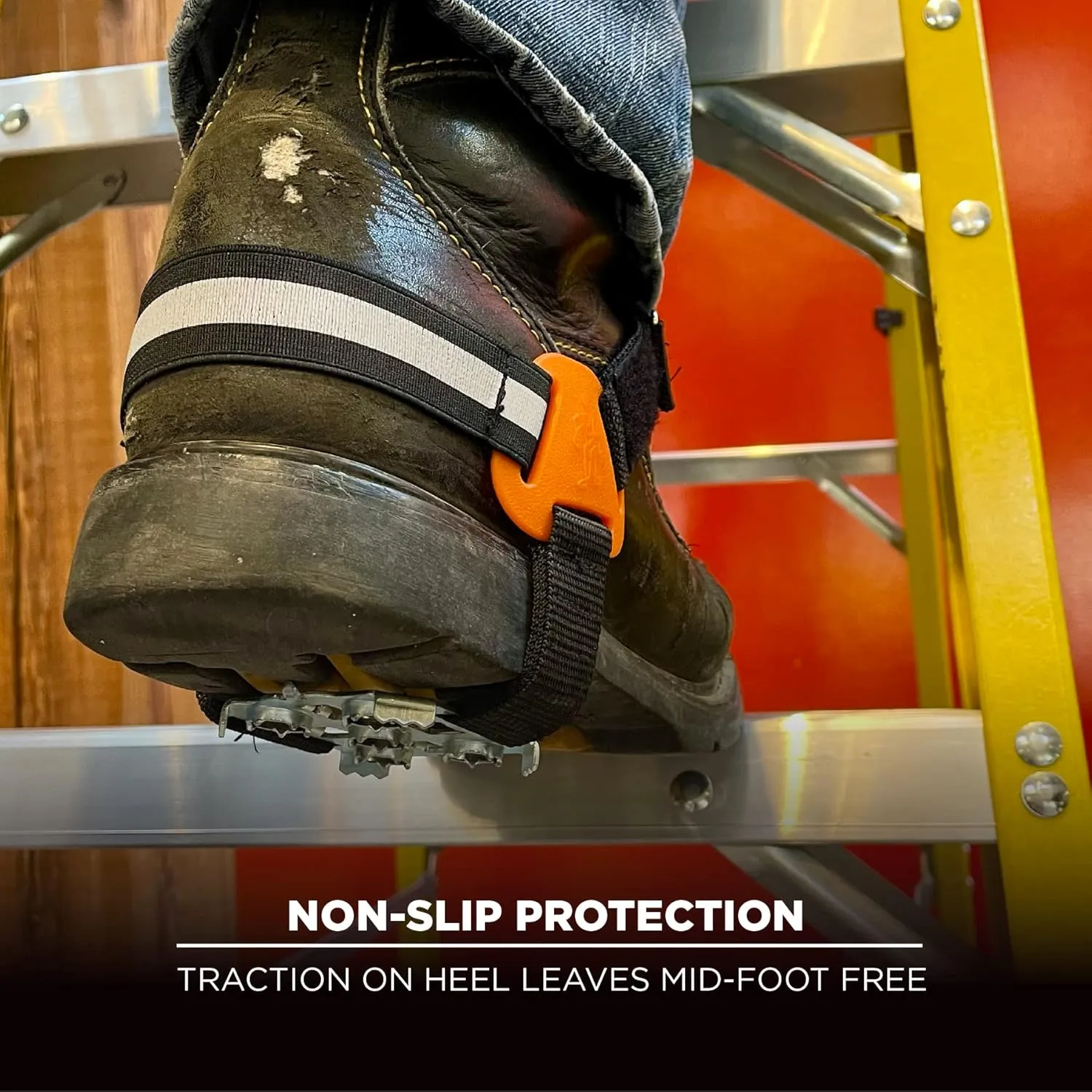 Ergodyne TREX 6315 Strap-On Heel Traction Cleat Grips Ice and Snow, Easily Attaches Over Heel of Shoe/Boot with Steel Plate to Provide Anti-Slip Solution, X-Large,Black