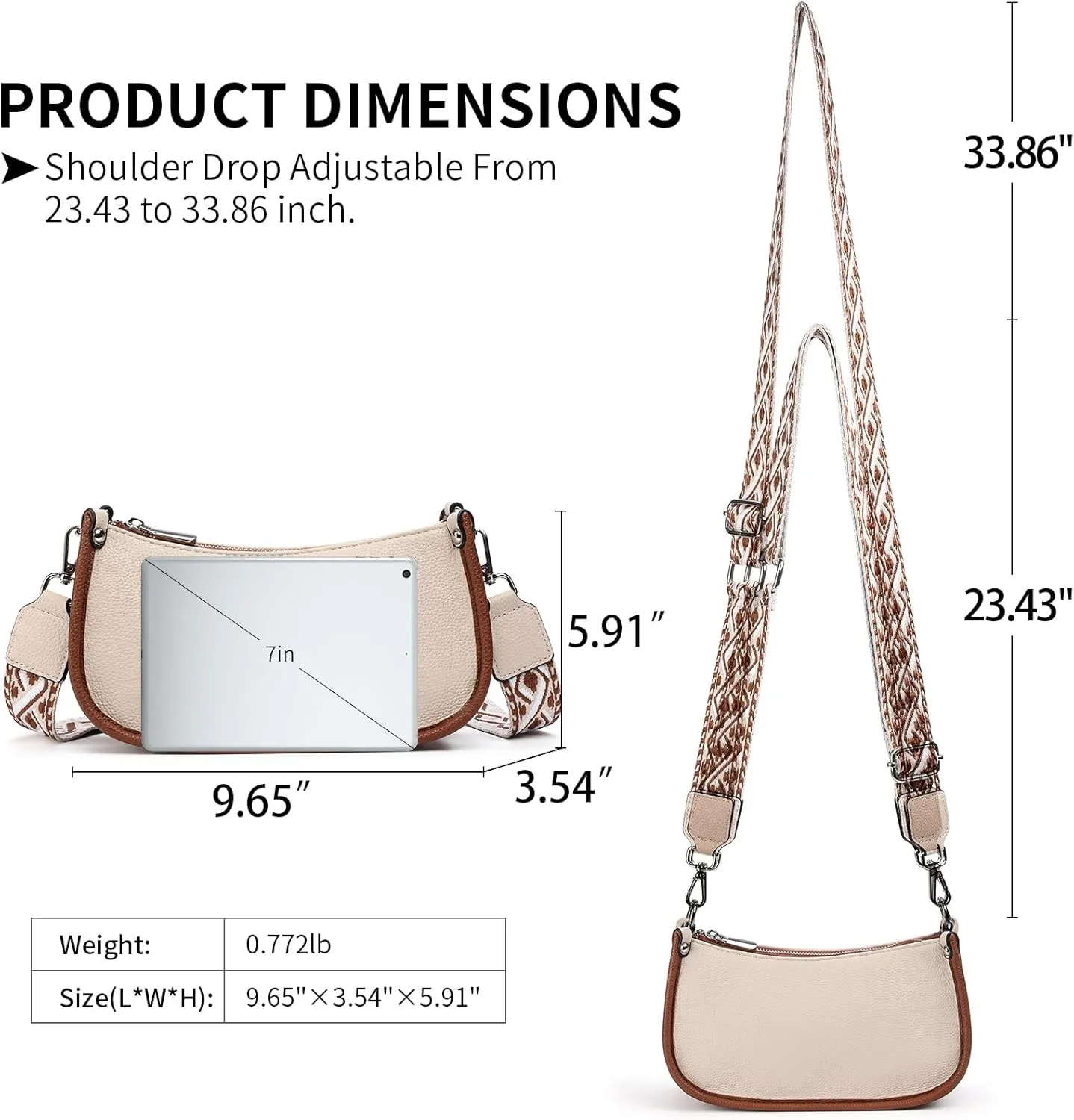 FALAN MULE Crossbody Bags for Women PU Leather Shoulder Handbags Purses for Women with Adjustable Wide Strap