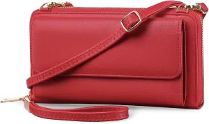 FALAN MULE RFID Womens Wallet Purse Wristlet PU Leather Crossbody Clutch with 2 Straps