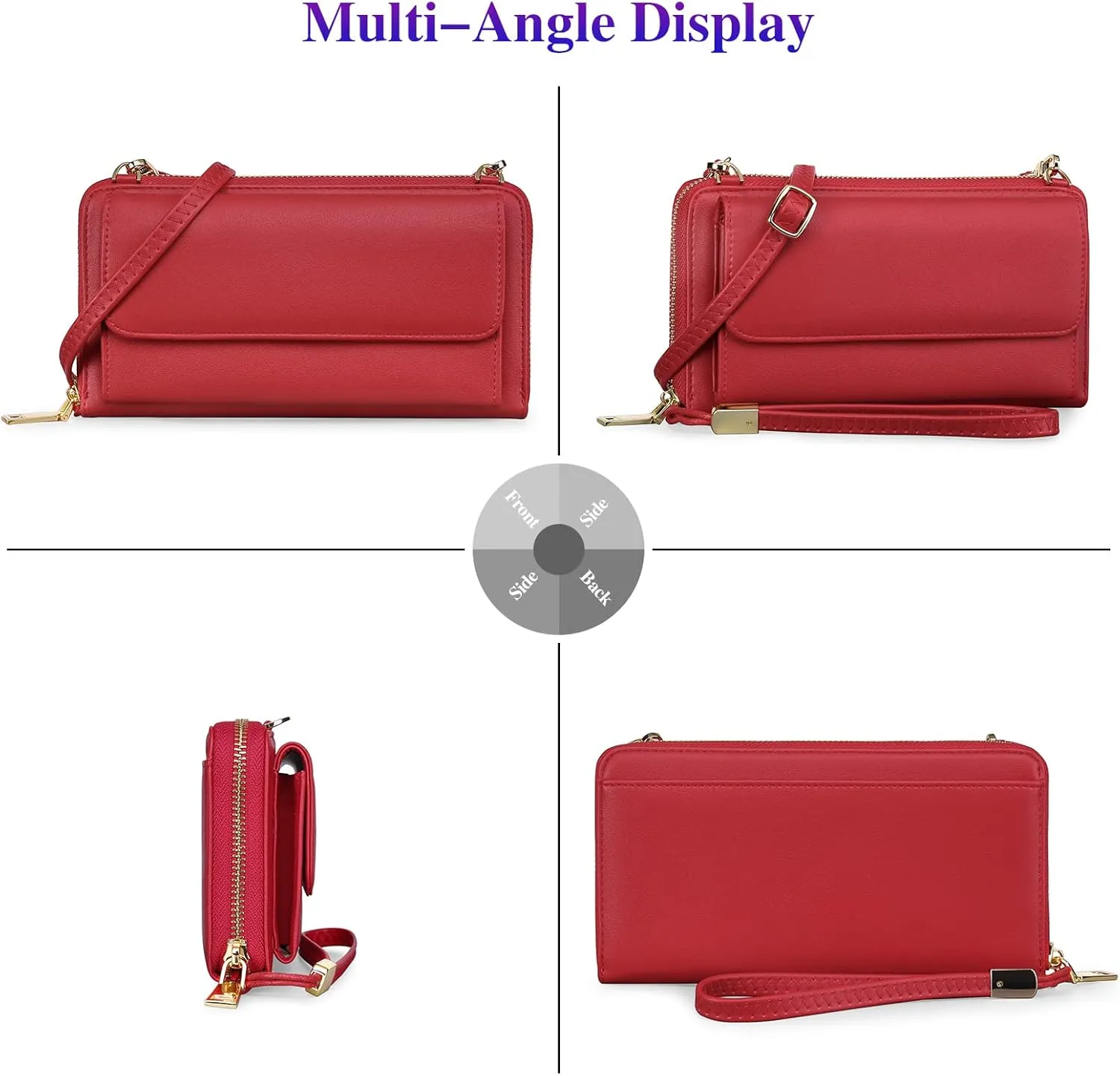 FALAN MULE RFID Womens Wallet Purse Wristlet PU Leather Crossbody Clutch with 2 Straps