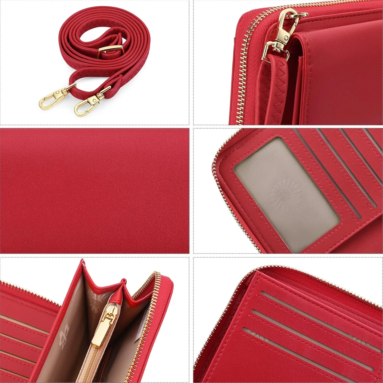 FALAN MULE RFID Womens Wallet Purse Wristlet PU Leather Crossbody Clutch with 2 Straps
