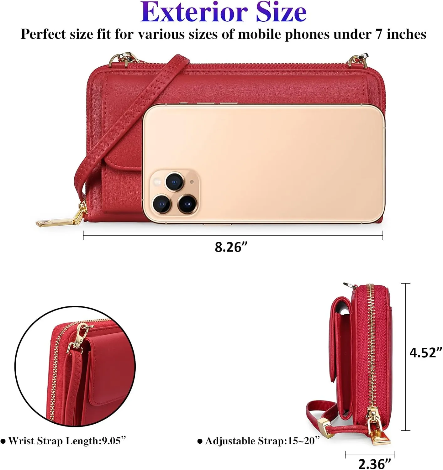 FALAN MULE RFID Womens Wallet Purse Wristlet PU Leather Crossbody Clutch with 2 Straps