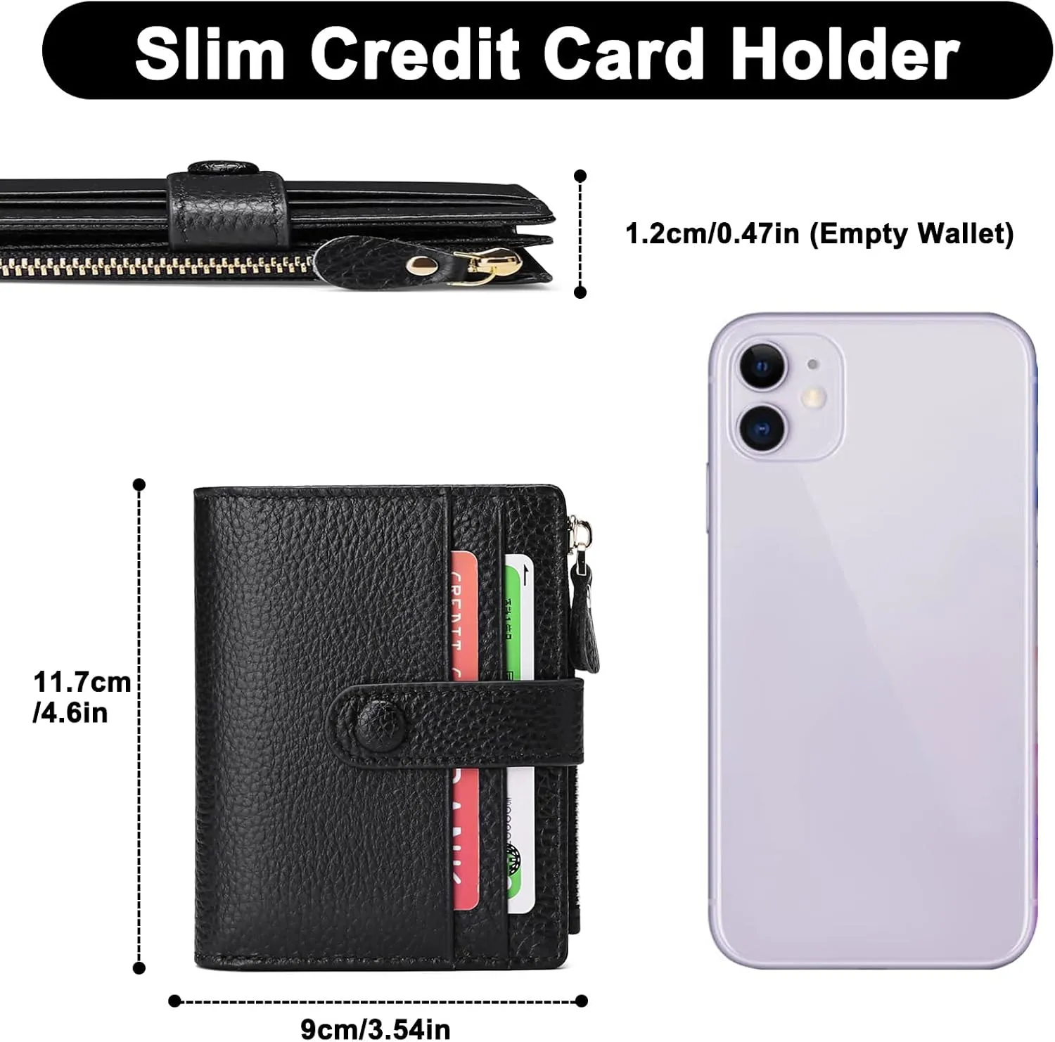 FALAN MULE Small Wallets for Women RFID Blocking Slim Bifold Leather Womens Wallet with Zipper Coin Purse