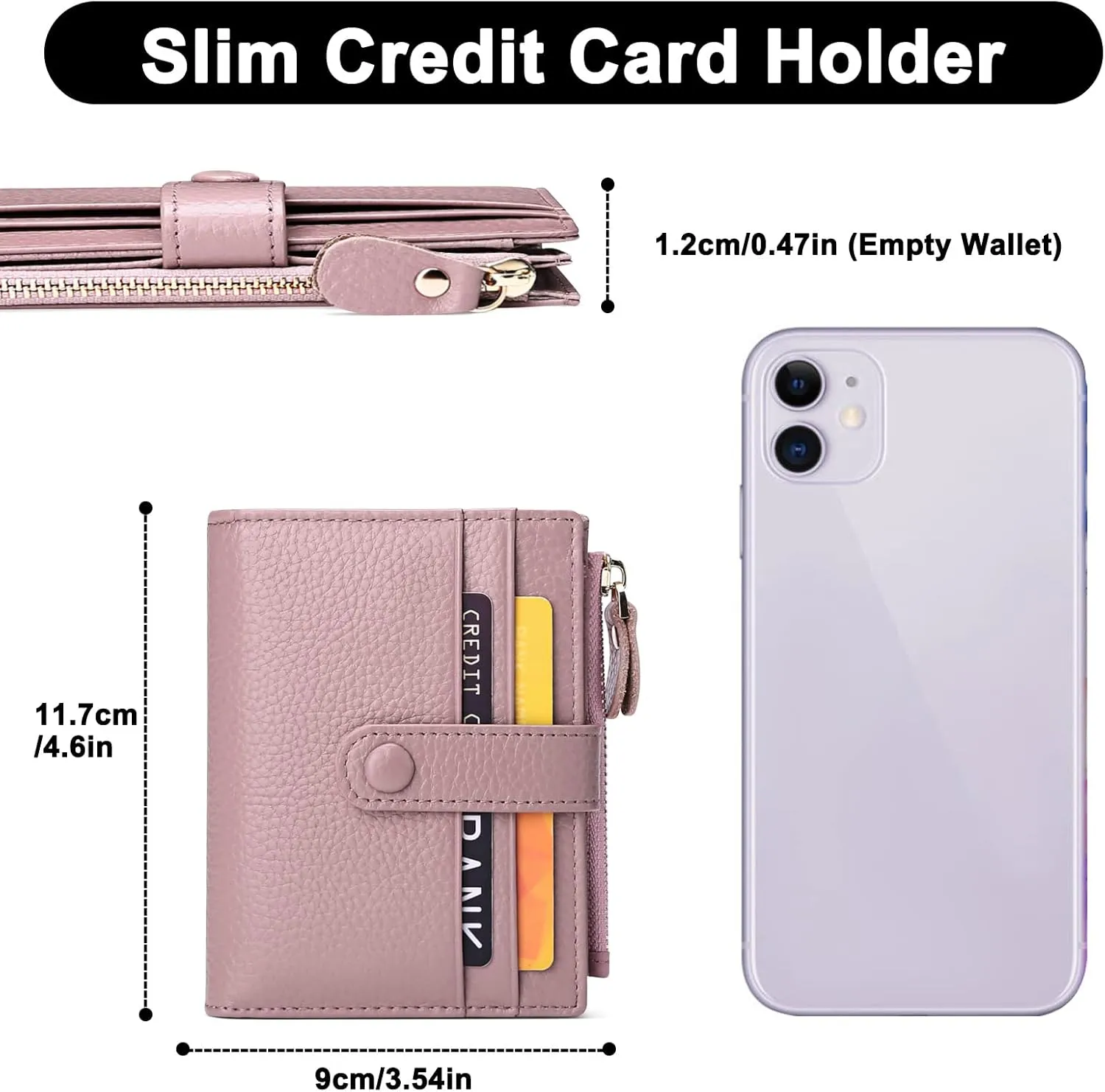FALAN MULE Small Wallets for Women RFID Blocking Slim Bifold Leather Womens Wallet with Zipper Coin Purse