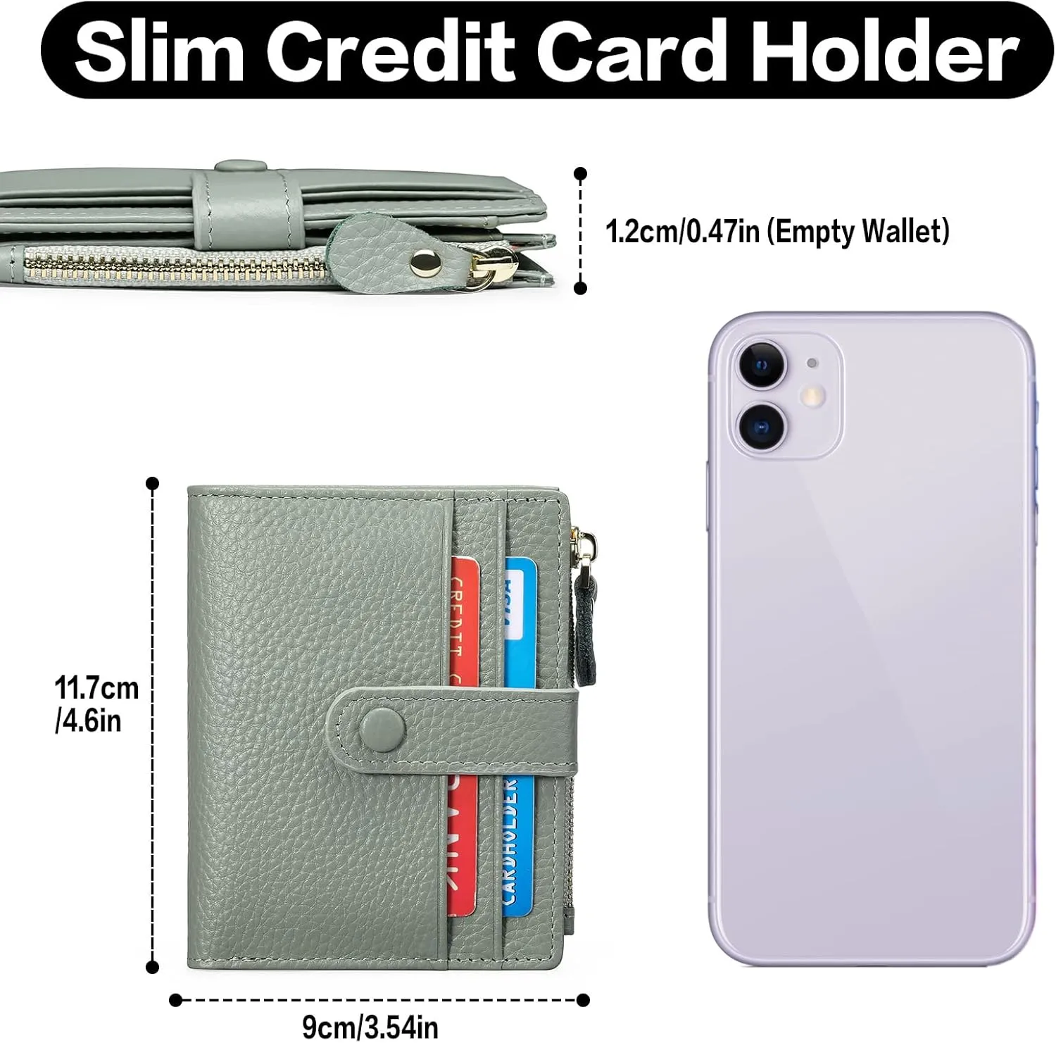 FALAN MULE Small Wallets for Women RFID Blocking Slim Bifold Leather Womens Wallet with Zipper Coin Purse
