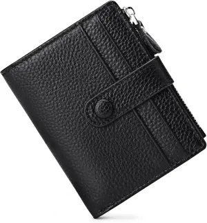 FALAN MULE Small Wallets for Women RFID Blocking Slim Bifold Leather Womens Wallet with Zipper Coin Purse