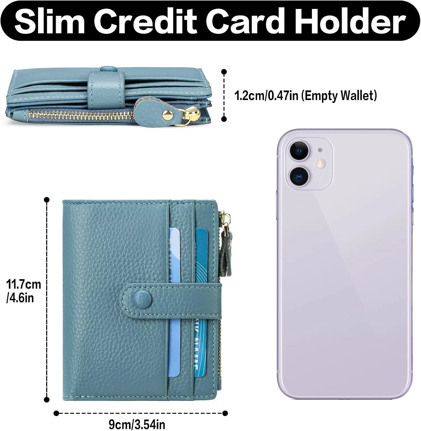 FALAN MULE Small Wallets for Women RFID Blocking Slim Bifold Leather Womens Wallet with Zipper Coin Purse
