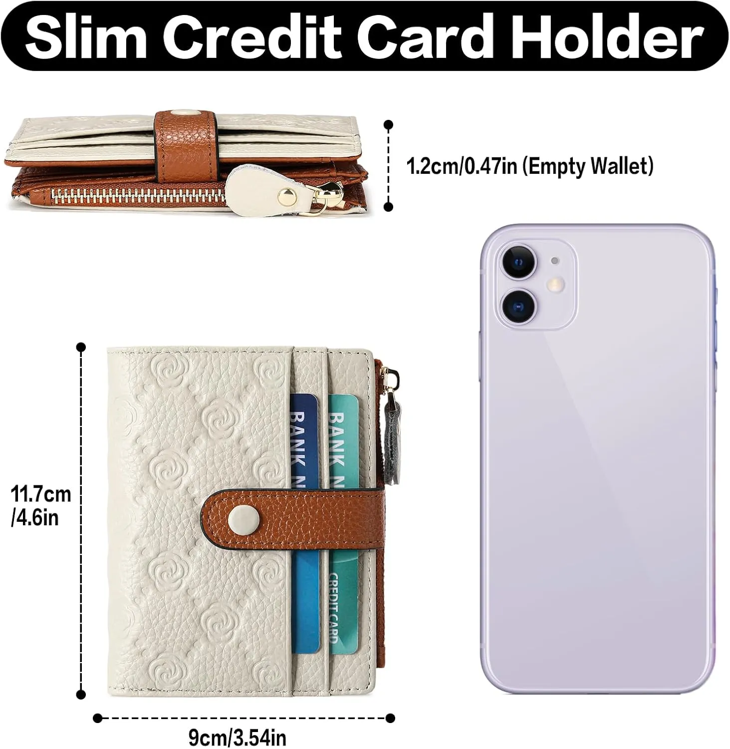 FALAN MULE Small Wallets for Women RFID Blocking Slim Bifold Leather Womens Wallet with Zipper Coin Purse