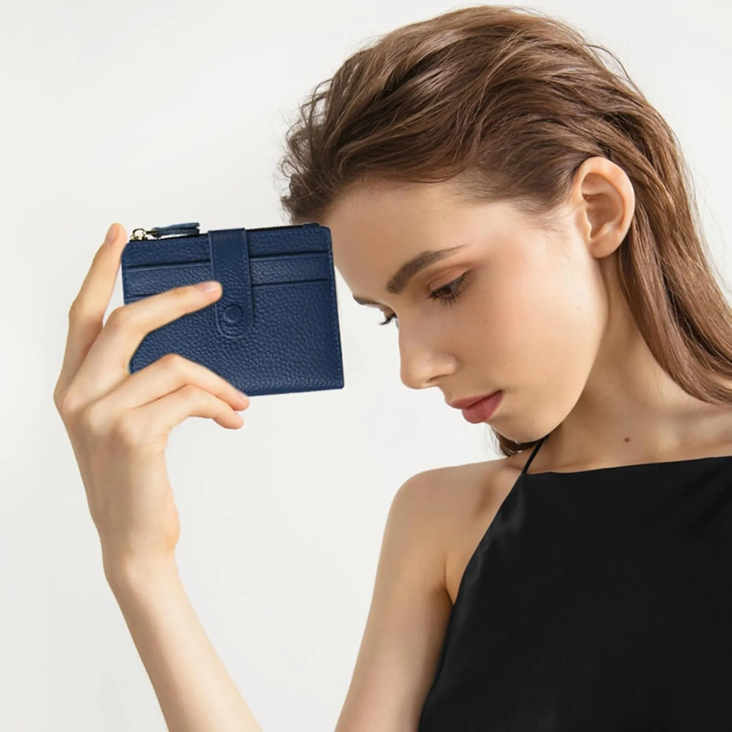 FALAN MULE Small Wallets for Women RFID Blocking Slim Bifold Leather Womens Wallet with Zipper Coin Purse
