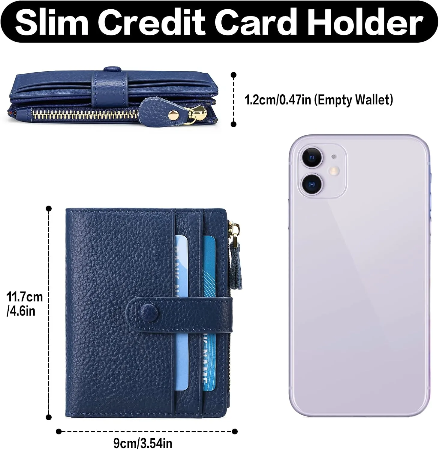 FALAN MULE Small Wallets for Women RFID Blocking Slim Bifold Leather Womens Wallet with Zipper Coin Purse