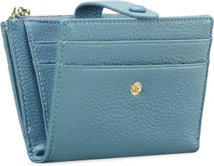 FALAN MULE Small Wallets for Women RFID Blocking Slim Bifold Leather Womens Wallet with Zipper Coin Purse