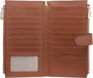 FALAN MULE Wallet Women Multi Card Slim Leather RFID Blocking Credit Card Holder Wallet Purse with Zipper Pocket