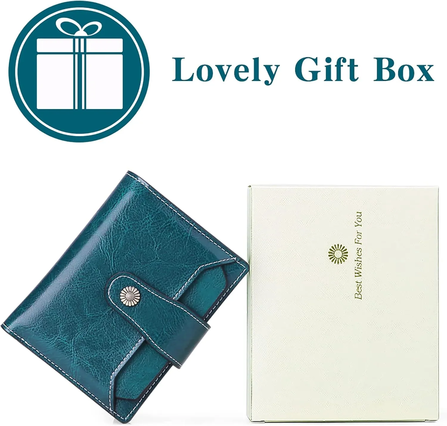 Falan Mule Women's Wallet, Genuine Leather, Bifold, RFID Blocking, Peacock Blue, 10 Slots, 2 Windows, 1 Zipper Pocket, 2 Compartments