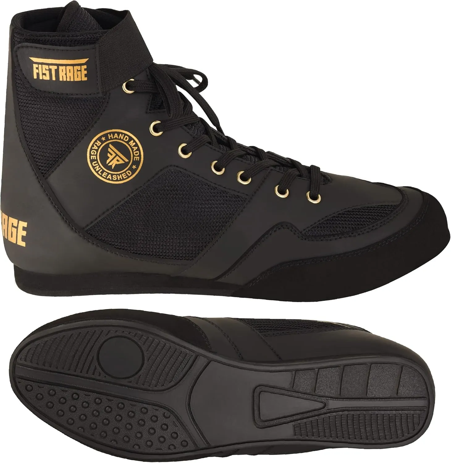 FISTRAGE Boxing Shoes Leather Kick Fighting Training Mesh Unisex Pro Men's and Youth Genuine Light Weight Boot | Shoe for Adults