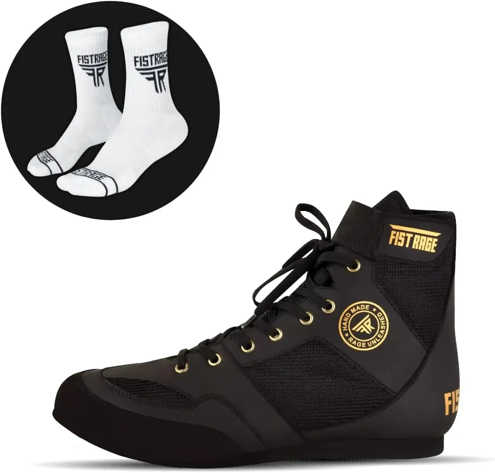 FISTRAGE Boxing Shoes Leather Kick Fighting Training Mesh Unisex Pro Men's and Youth Genuine Light Weight Boot | Shoe for Adults