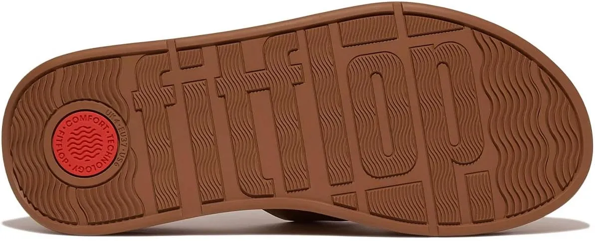 FitFlop Women's F-Mode Raw-Edge Leather Flatform H-bar Slides Wedge Sandal