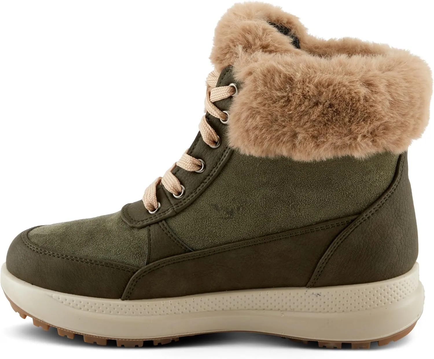 Flexus Women's BURRELL Lace-Up Platform Booties with Faux Fur Lining, Zipper Closure, and Cozy Design