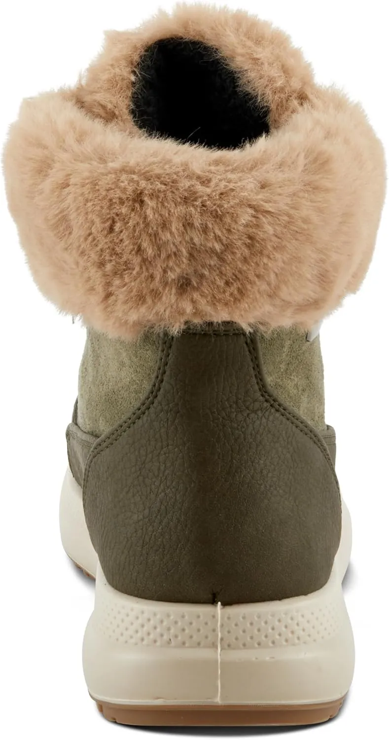 Flexus Women's BURRELL Lace-Up Platform Booties with Faux Fur Lining, Zipper Closure, and Cozy Design