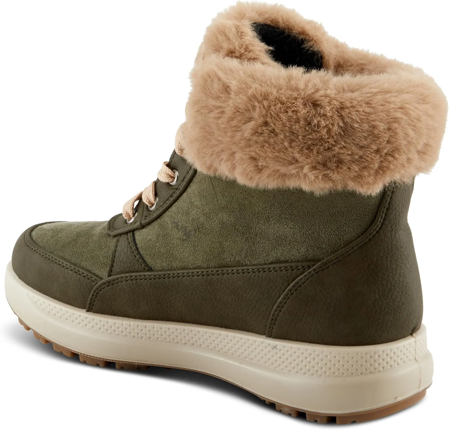 Flexus Women's BURRELL Lace-Up Platform Booties with Faux Fur Lining, Zipper Closure, and Cozy Design