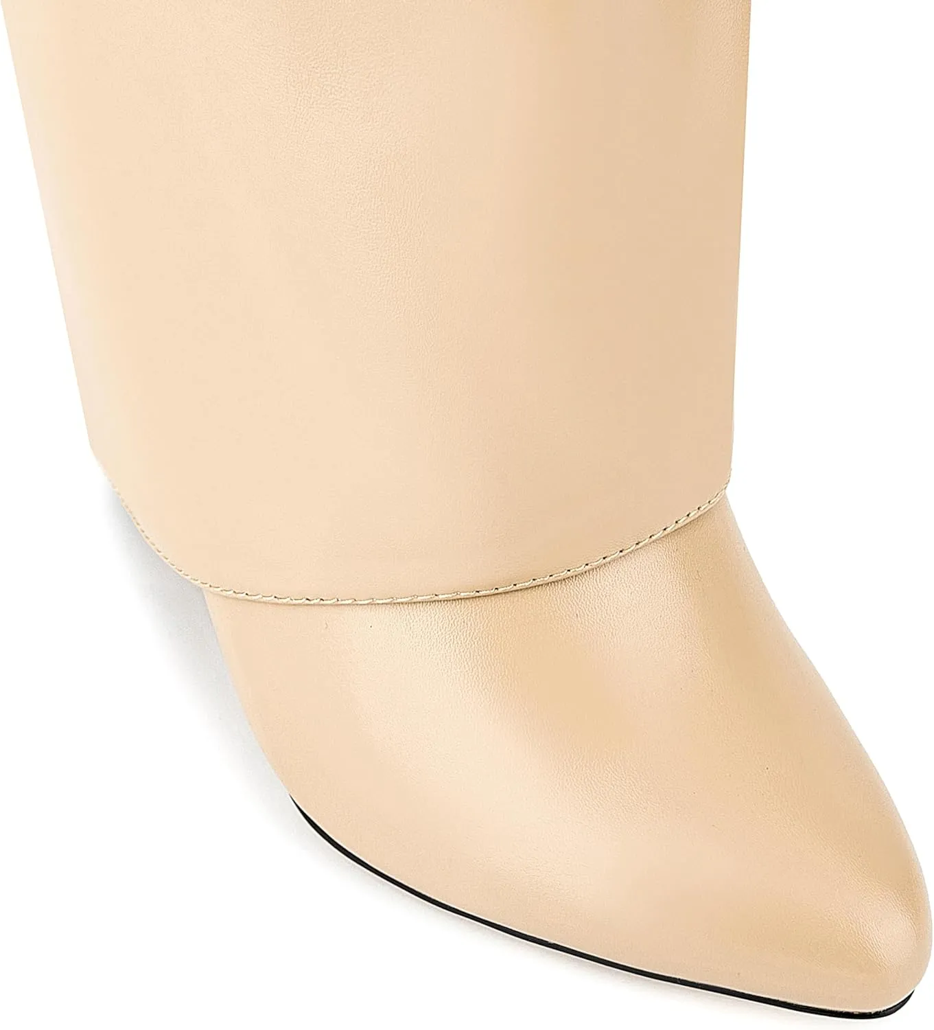 Fold Over Knee High Boots for Women Pointy Pull-on Wedge Heel Knee Shark Boot With Side Zipper Covered Wedge Heel Padlock Boot