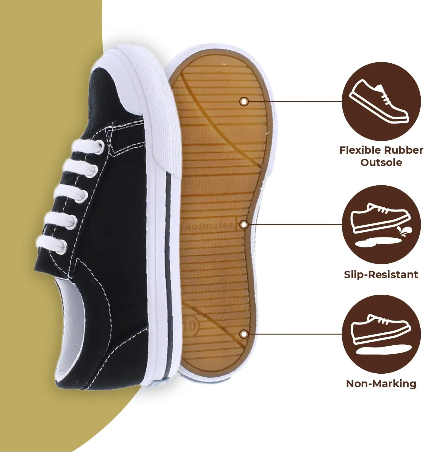 FOOTMATES Taylor Lace-Up Canvas Flats Boys and Girls Shoes - Tennis Sneakers with Wide Toe Box, Custom-Fit Insoles, Vulcanized Outsoles - for Toddlers and Little Kids, Ages 1-8