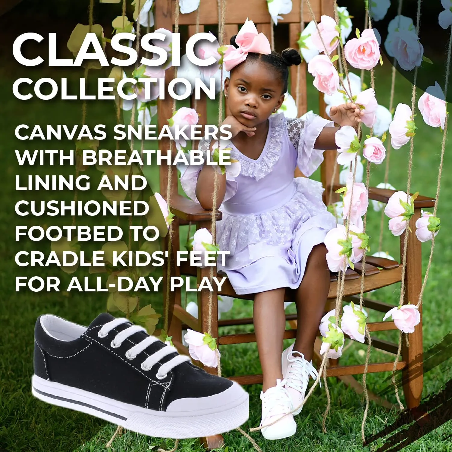 FOOTMATES Taylor Lace-Up Canvas Flats Boys and Girls Shoes - Tennis Sneakers with Wide Toe Box, Custom-Fit Insoles, Vulcanized Outsoles - for Toddlers and Little Kids, Ages 1-8