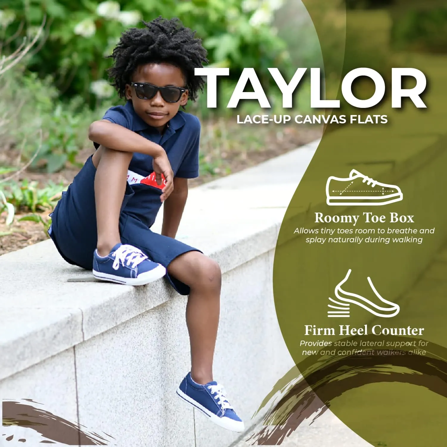 FOOTMATES Taylor Lace-Up Canvas Flats Boys and Girls Shoes - Tennis Sneakers with Wide Toe Box, Custom-Fit Insoles, Vulcanized Outsoles - for Toddlers and Little Kids, Ages 1-8