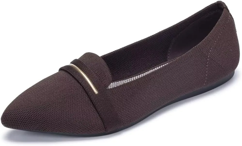 Frank Mully Women's Casual Loafer Flats Slip On Loafer Shoes Comfortable Knit Flat Shoes Classics Pointy Toe Loafer Flats,for Work,Travel