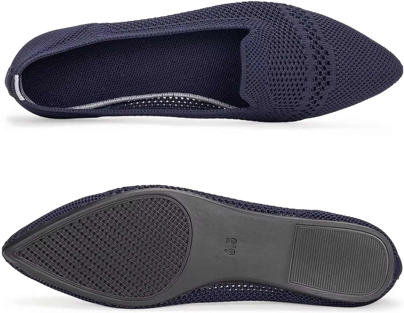 Frank Mully Women's Casual Loafer Flats Slip On Loafer Shoes Comfortable Knit Flat Shoes Classics Pointy Toe Loafer Flats,for Work,Travel