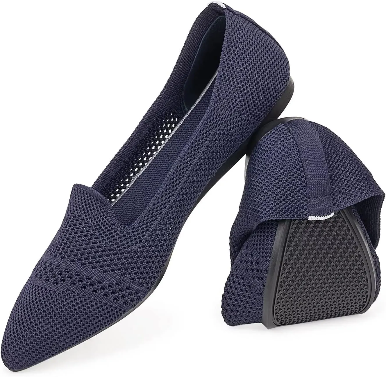 Frank Mully Women's Casual Loafer Flats Slip On Loafer Shoes Comfortable Knit Flat Shoes Classics Pointy Toe Loafer Flats,for Work,Travel