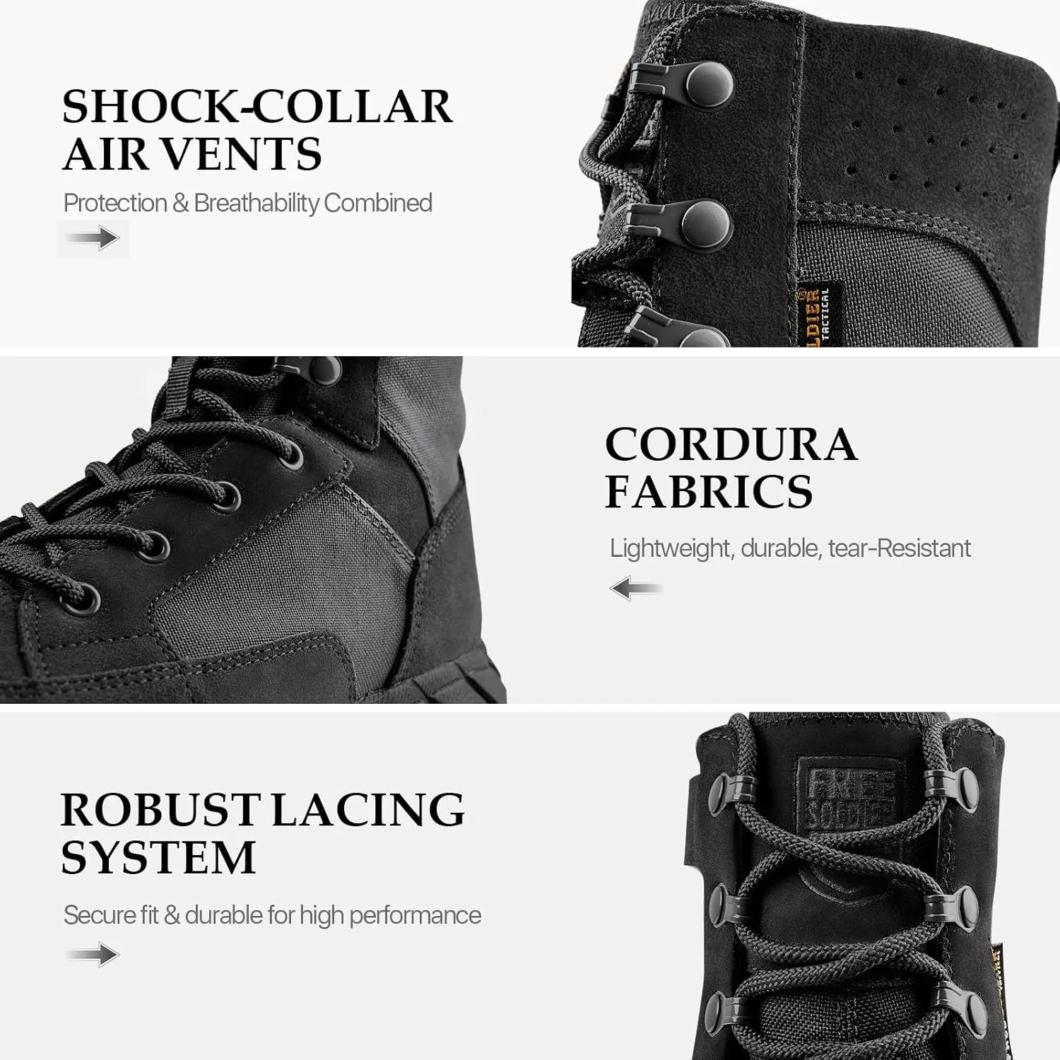 FREE SOLDIER Men's Tactical Boots 8 Inches Lightweight Combat Boots Durable Suede Leather Military Work Boot Desert Boot