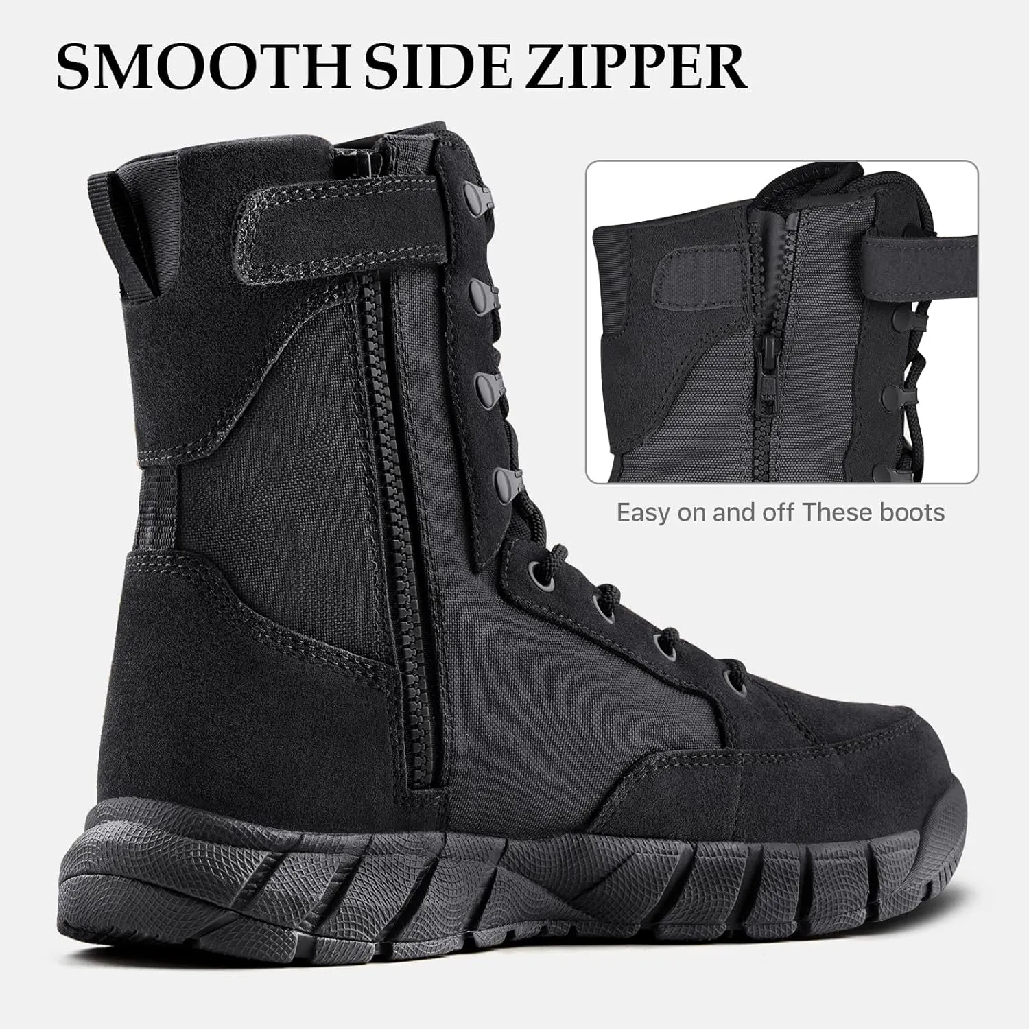 FREE SOLDIER Men's Tactical Boots 8 Inches Lightweight Combat Boots Durable Suede Leather Military Work Boot Desert Boot