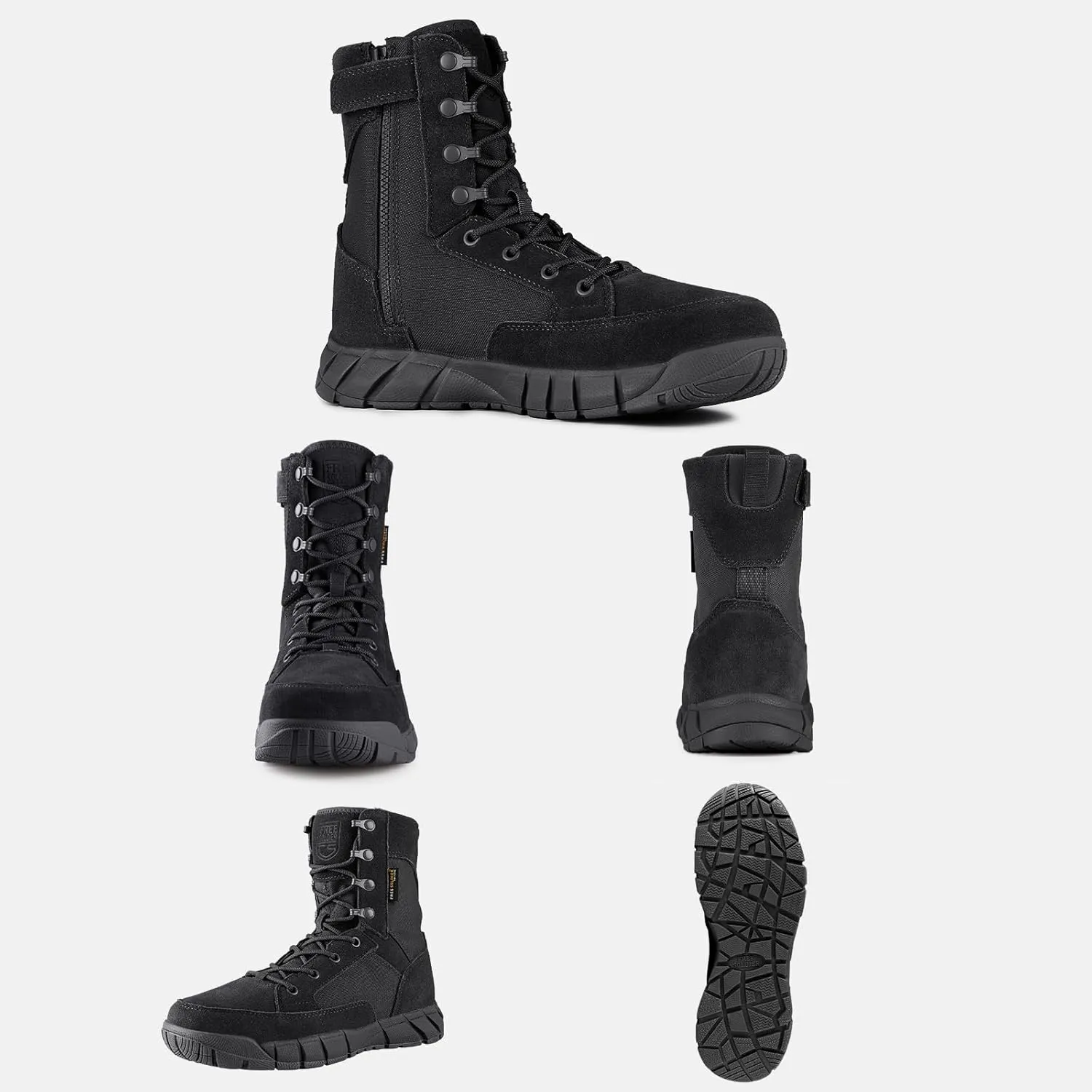 FREE SOLDIER Men's Tactical Boots 8 Inches Lightweight Combat Boots Durable Suede Leather Military Work Boot Desert Boot
