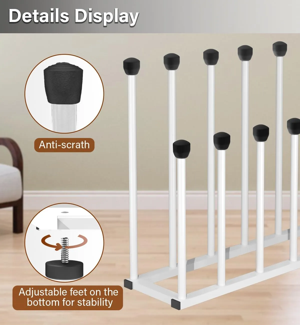 Free Standing Shoe Racks, Tall Black Metal Boot Rack Organizer for 6 Pairs, Knee-High Boot Storage Shelf for Closet, Bedroom, Entryway, Hallway, White
