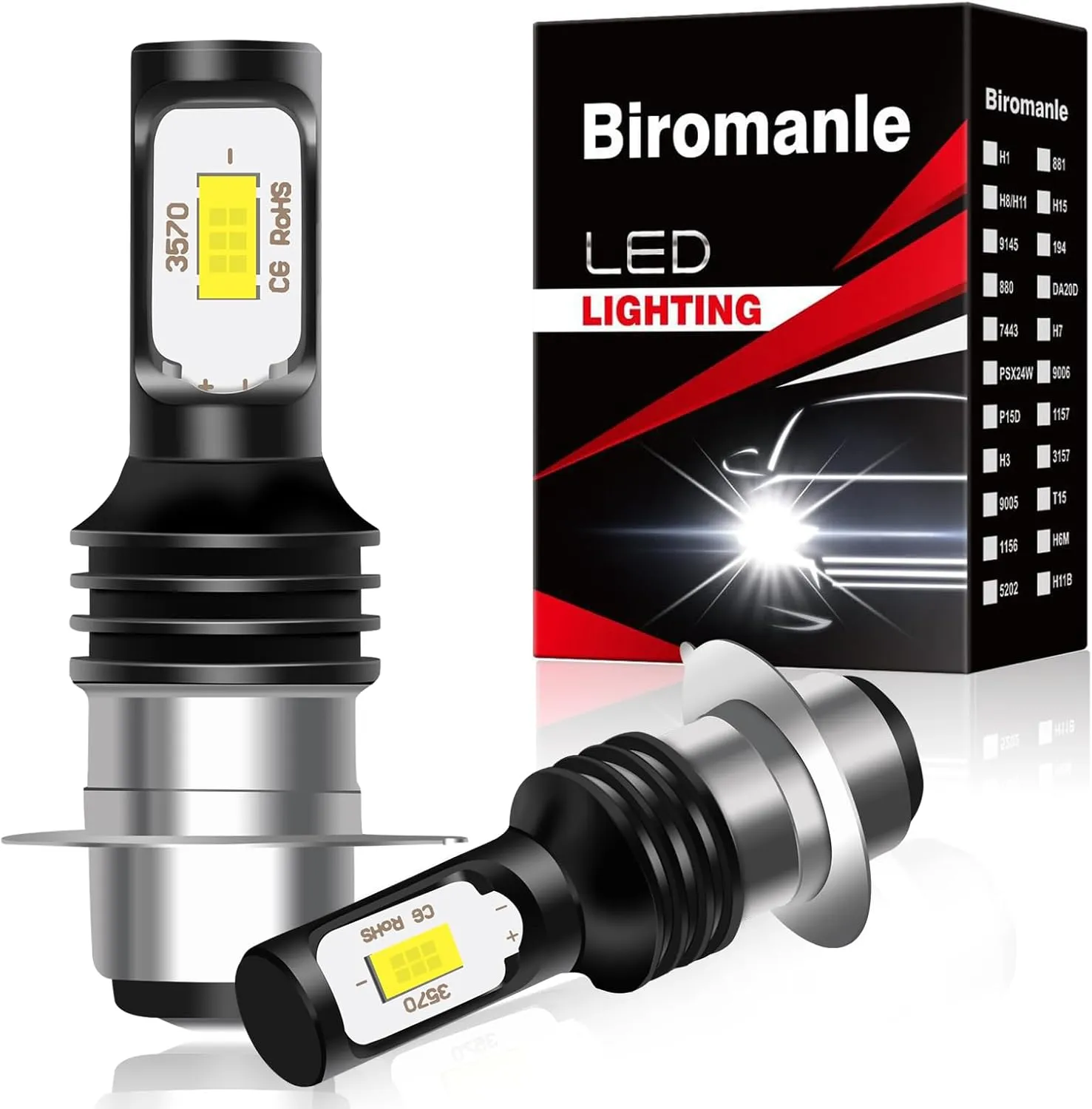 H6M High/Low Beam Bulbs Compatible with Kawasaki Mule 600 610 3000 3010(year:2007-2016);350% Brighter 8000LM 6000K White Light;P15D ATVS fog light Bulb(2 Pack)