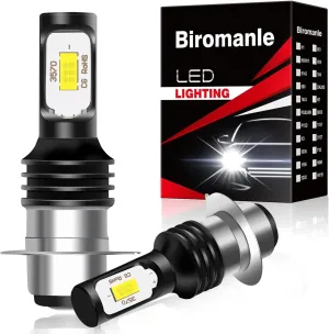H6M High/Low Beam Bulbs Compatible with Kawasaki Mule 600 610 3000 3010(year:2007-2016);350% Brighter 8000LM 6000K White Light;P15D ATVS fog light Bulb(2 Pack)