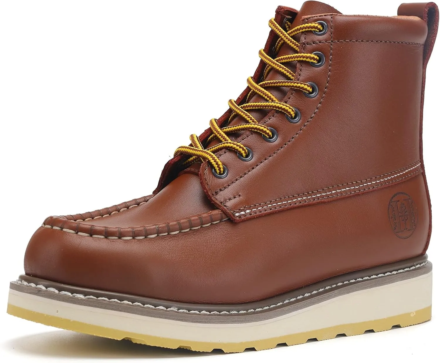 HANDPOINT Men's 6" Stylish Classic SureTrack Steel Toe Leather Slip Resistant Durable Breathable Work Boots H84992 H82994