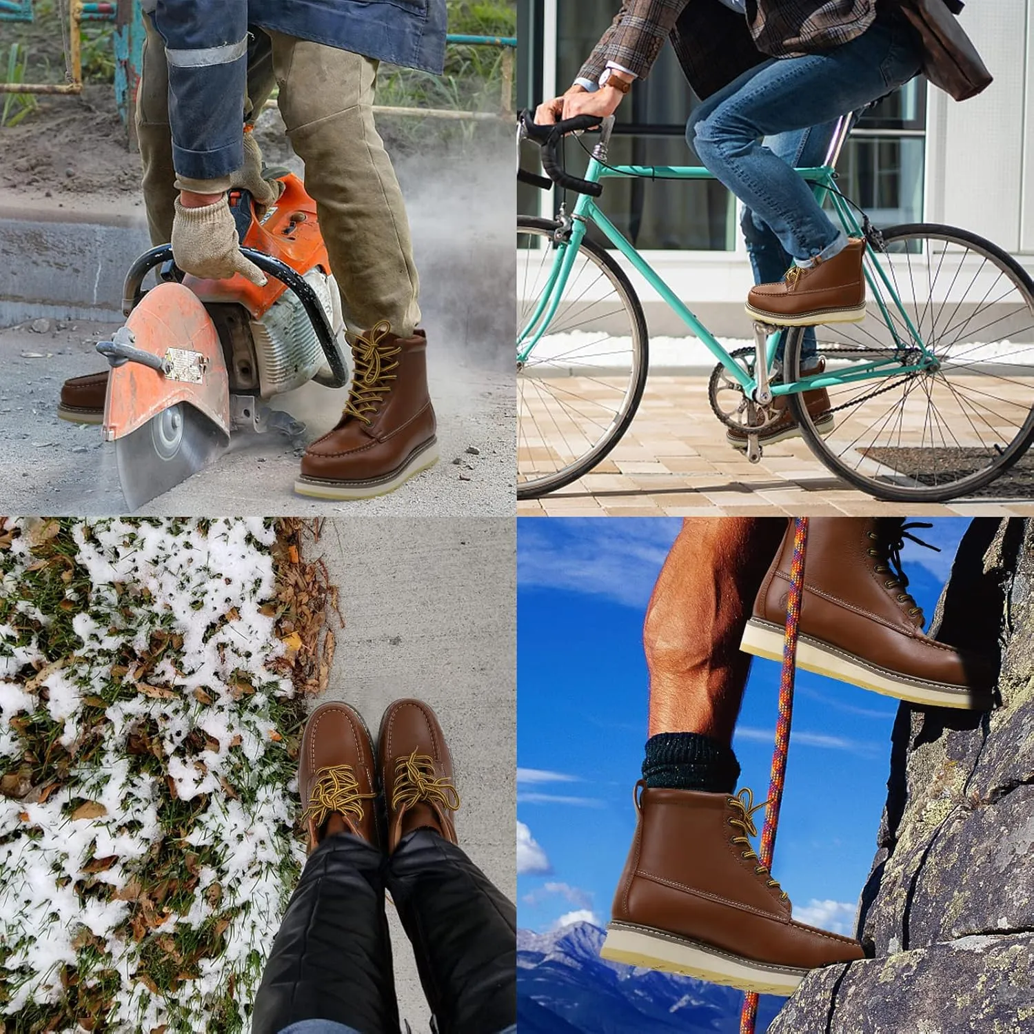 HANDPOINT Men's 6" Stylish Classic SureTrack Steel Toe Leather Slip Resistant Durable Breathable Work Boots H84992 H82994